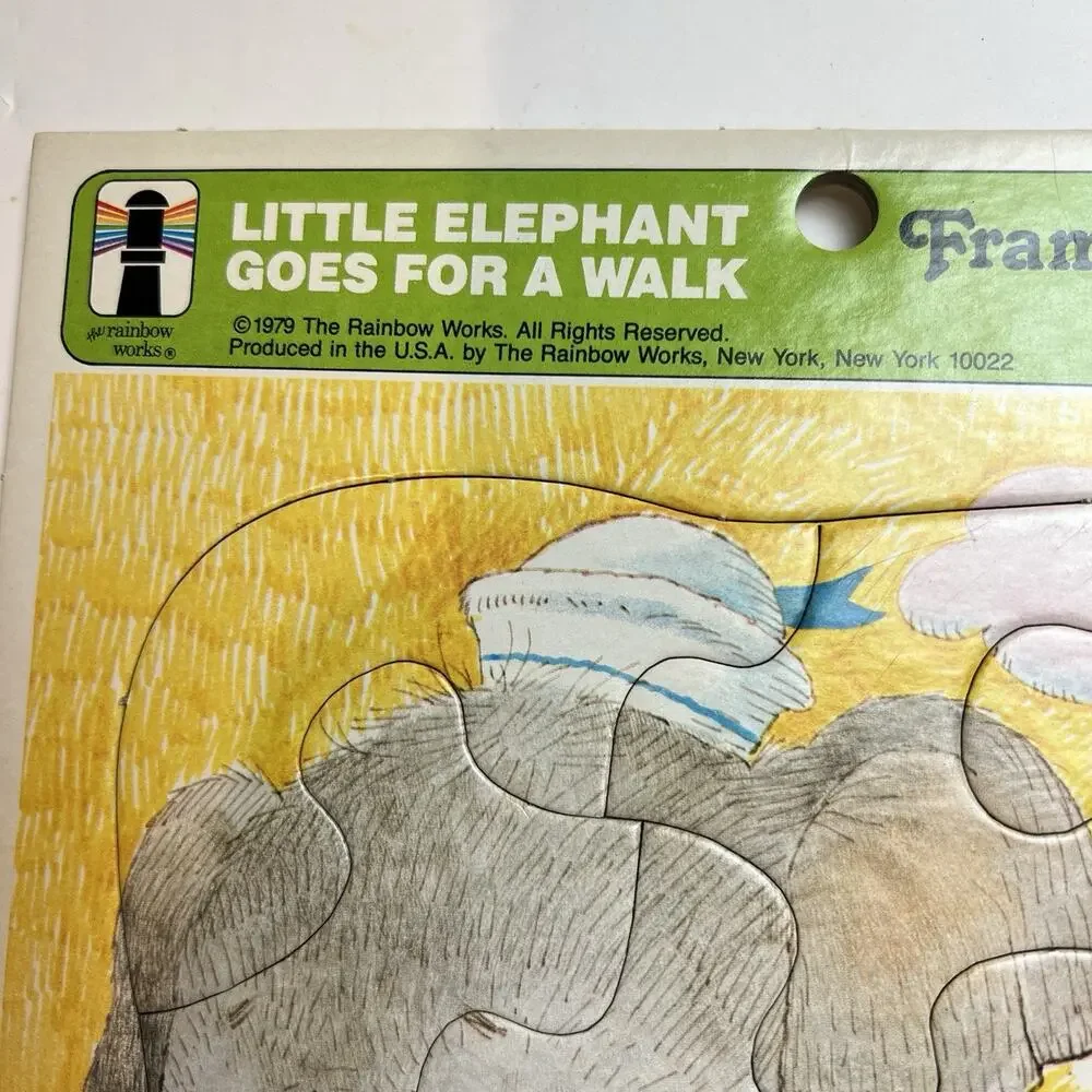 Vintage Little Elephant goes for a walk Golden, Frame Tray Puzzle 1979 Animals